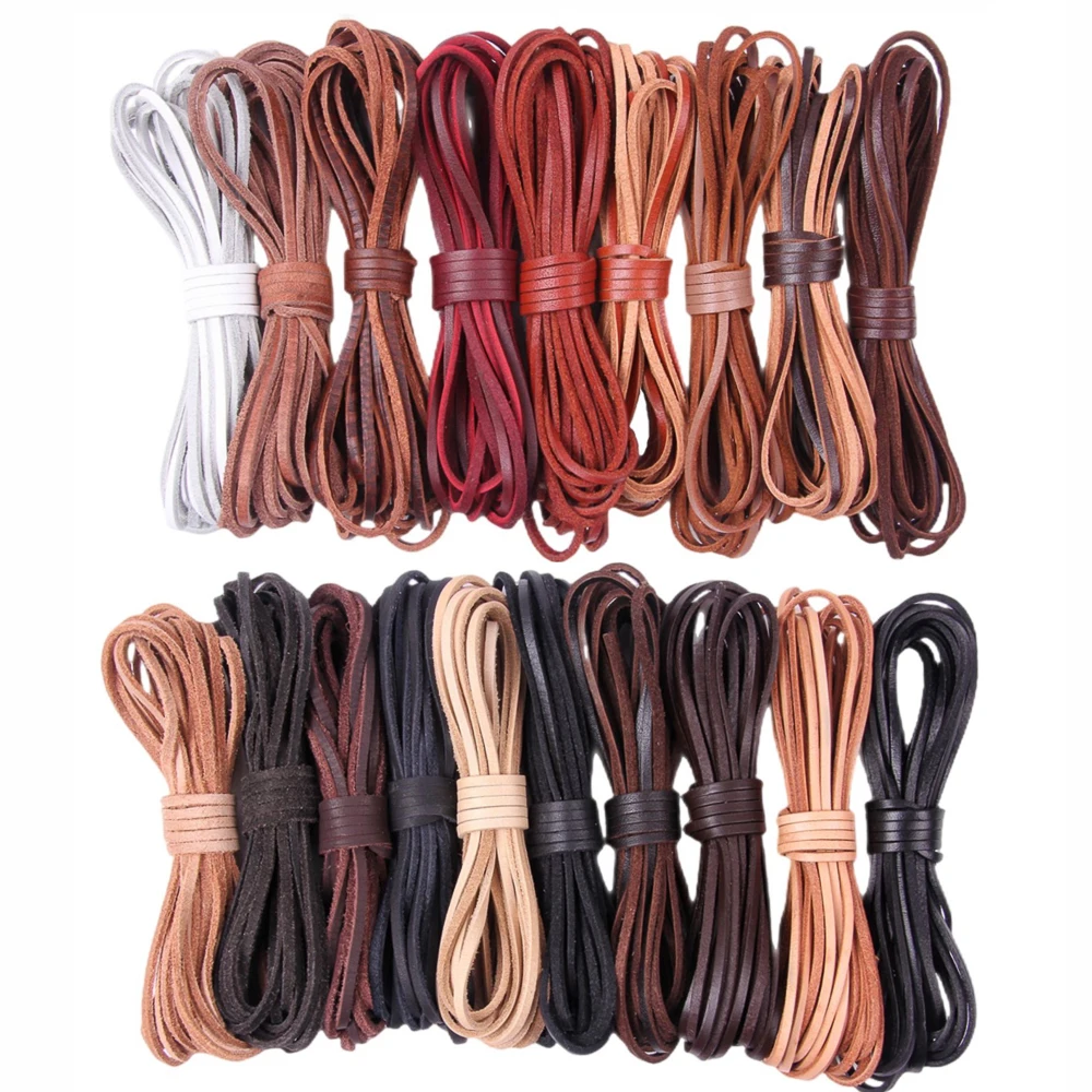 Flat Genuine Leather Cord High Quality Leather Strip Leather Ribbon 5 Meters Accessories For Leather Bracelets Jewelry Making