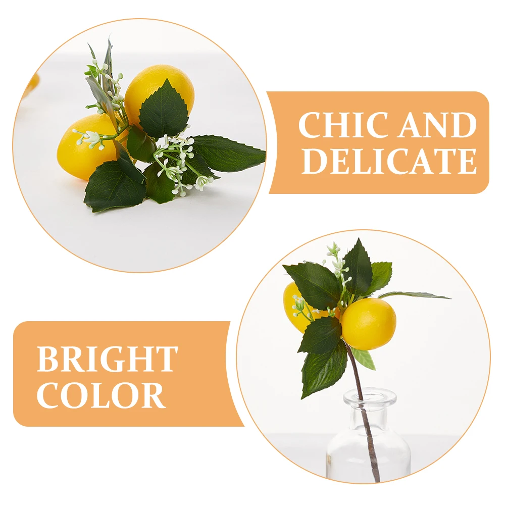 

2pcs Lemon Napkin Rings Artificial Fruit Branches Decorative Lemon Stem Home Wreaths Bottle Bouquets Wedding AccessoriesDIY