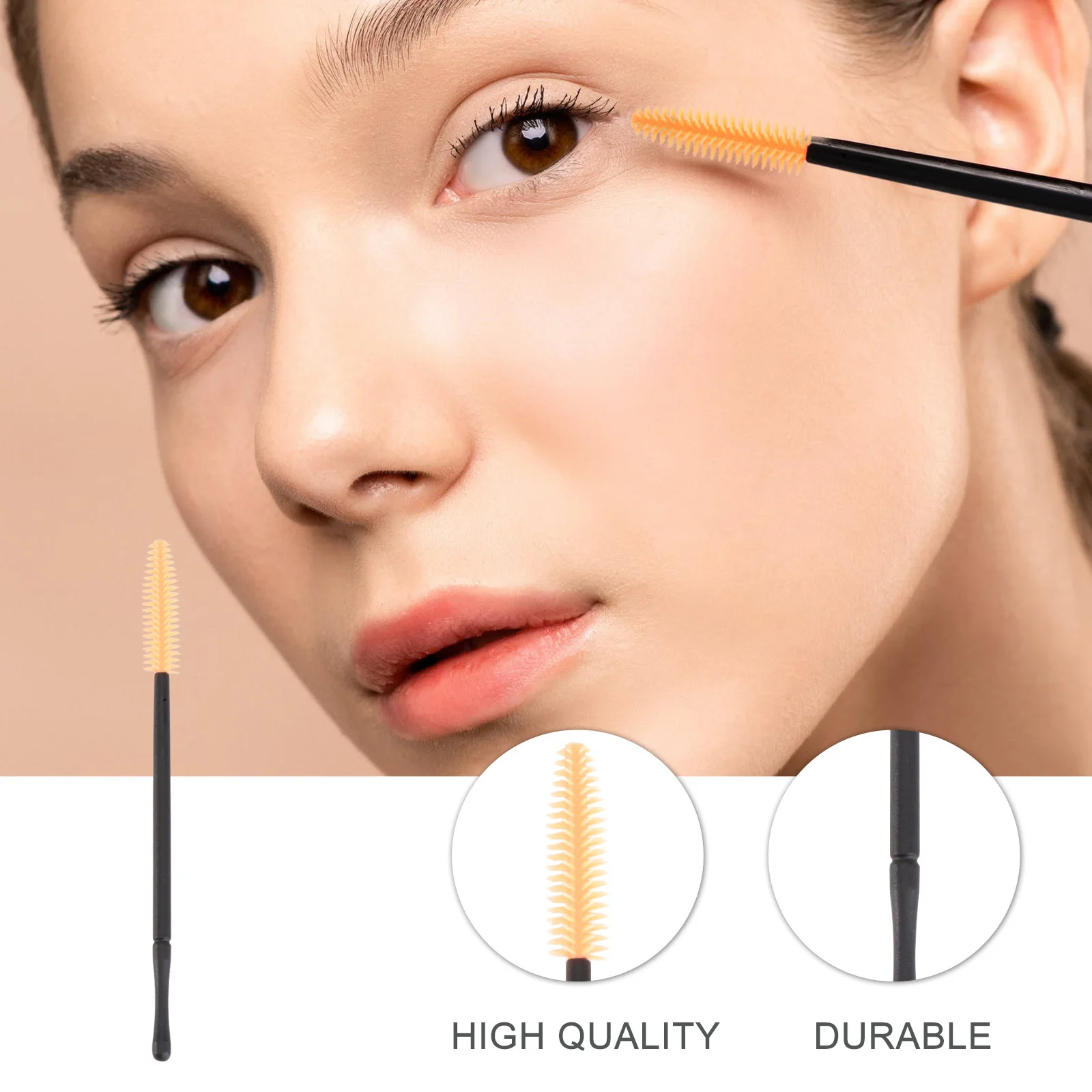 50 szt. Jednorazowych szczoteczek do rzęs, aplikatorów do tuszu, zestaw grzebieni do brwi dla kobiet, profesjonalne narzędzie do rzęs, wygodny niezbędnik do makijażu, pomarańczowy