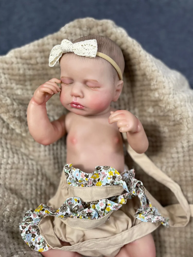 20inch LouLou Full Body Silicone Vinyl Washable Newborn Baby Doll Reborn Sleeping Flexible 3D Skin Tone with Visible Veins Doll