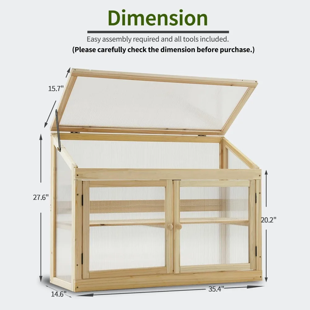 MCombo 2-Tier Wooden Cold Frame Garden Greenhouse Raised Flower Planter Shelf Bed Protection 6057-0160 (Natural)