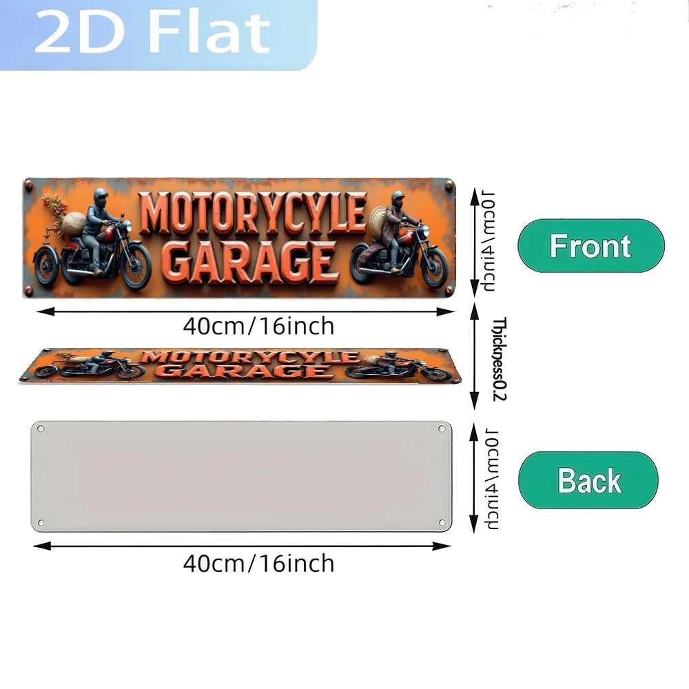 2D Flat - A Vintage Sign Featuring Two Motorcyclists, Perfect for Embellishing Craft Spaces, She Sheds, Offices, Studios