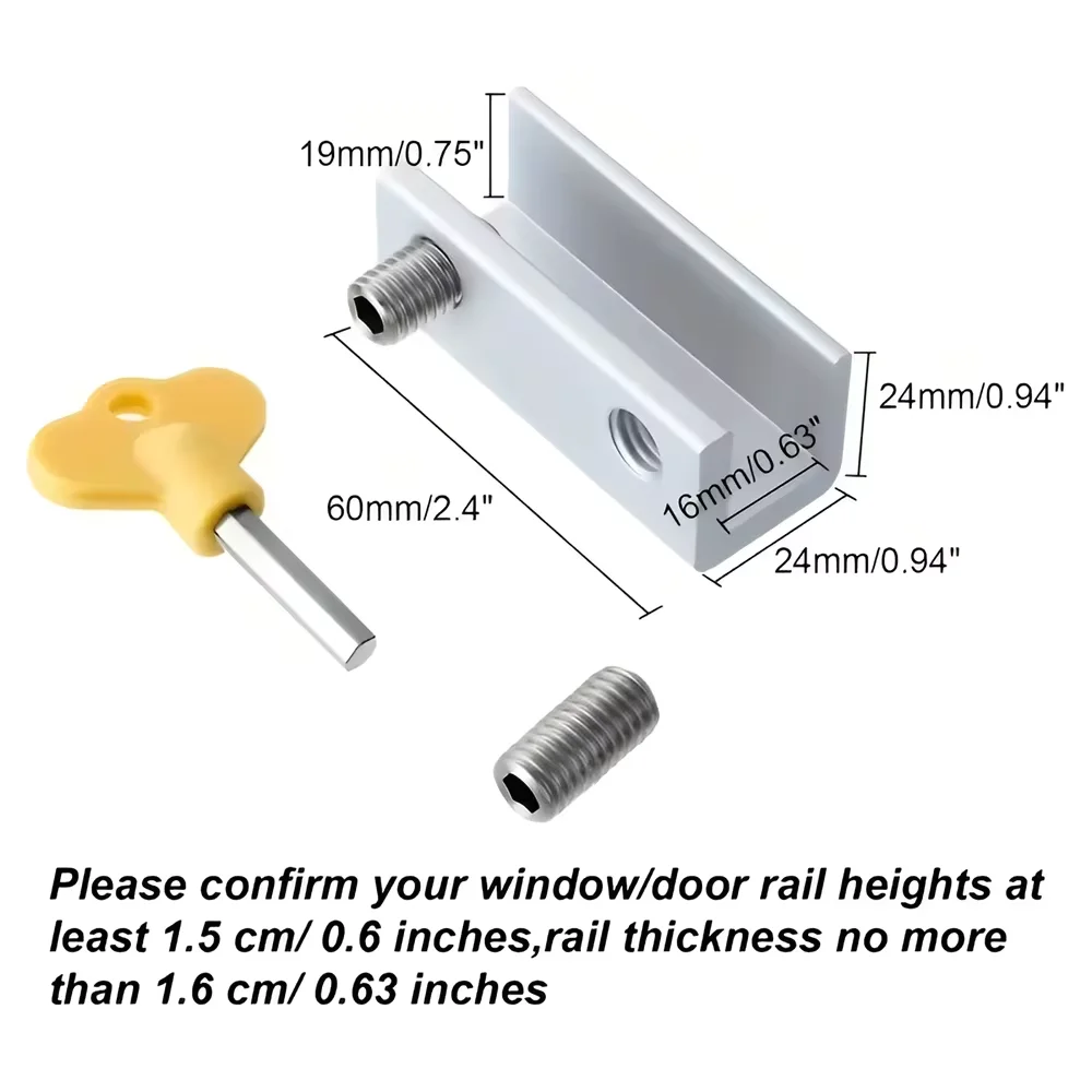 Non Perforated Window Lock Buckle with Buckle Fixed Alloy Screen Window Sliding Window Child Safety Lock Household Anti-theft