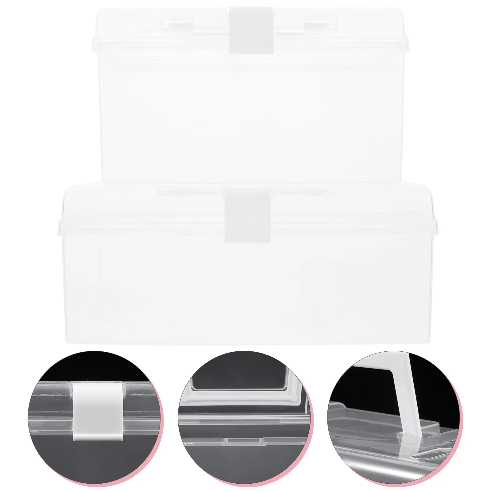 

Portable Transparent Storage Box Large Capacity Medicine Organizer Durable Sundries Container Handle Desktop for Home