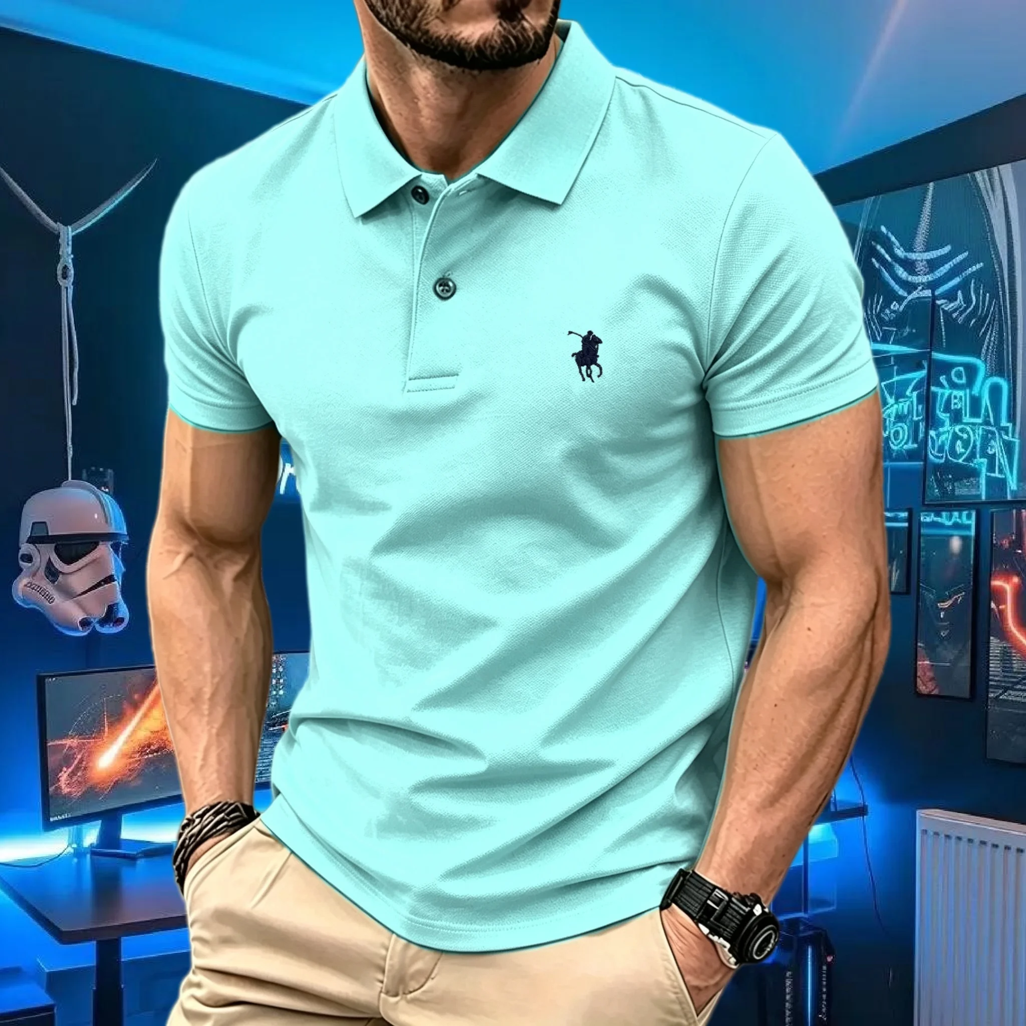 

100% pure cotton 2026 high-end brand men's short sleeve polo shirt summer fashion luxury pony embroidery golf top casual T-shirt