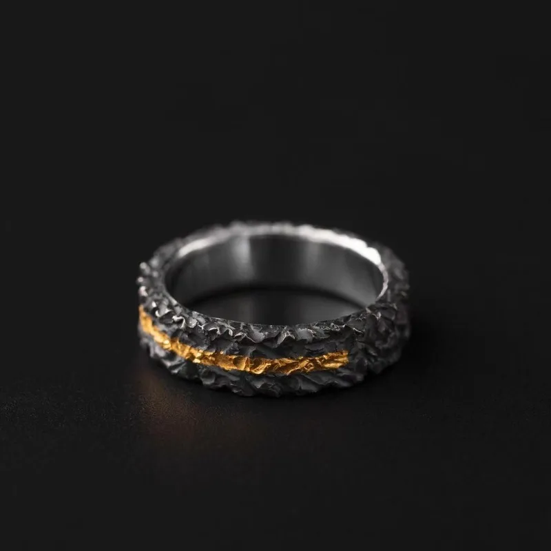 Men Vintage Thai‑Silver Open Ring Chiba 