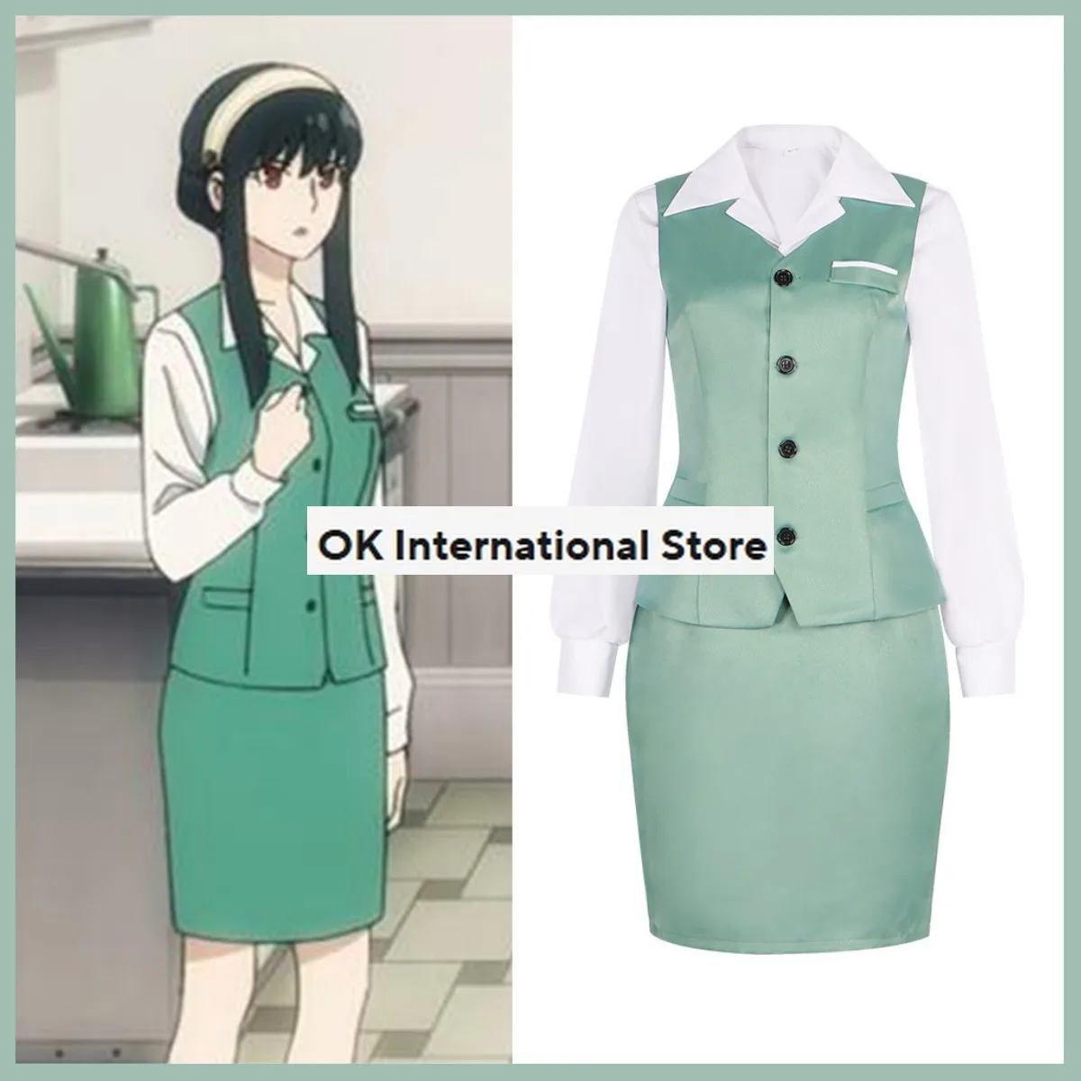 Anime SPY×FAMILY Yor Forger Yor Briar Cosplay Costume Thorn Princess Wig Green Work Uniform Skirt Adult Woman Sexy Daily Suit