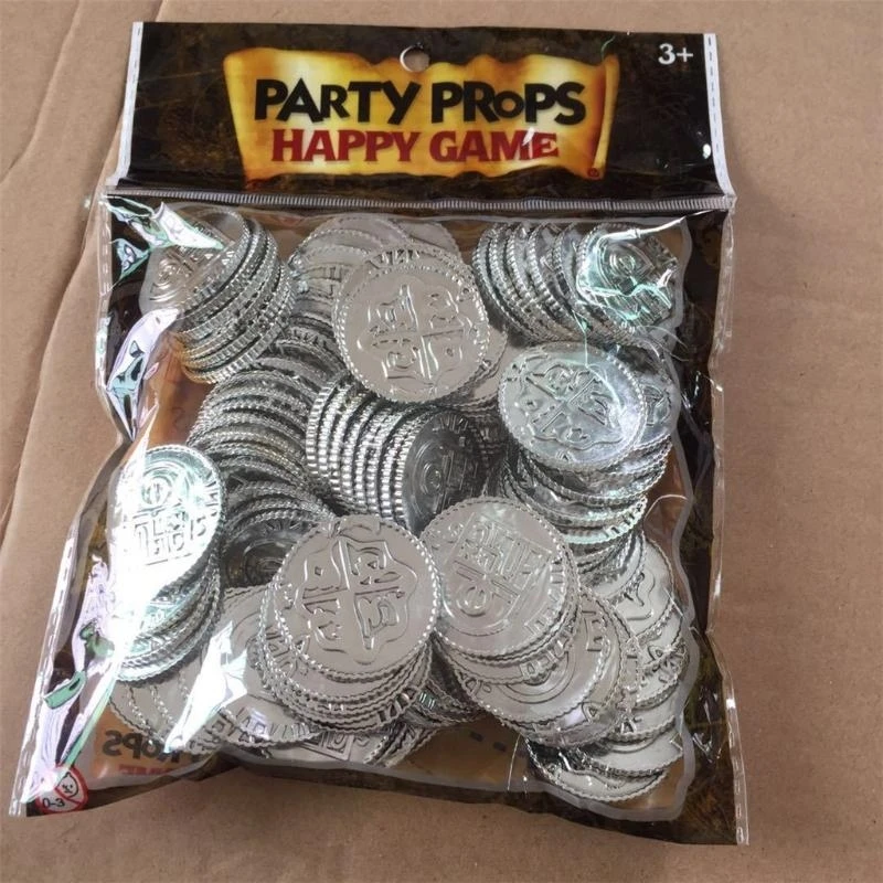 Pirate Gold Halloween Faux Gold Plastic Home Christmas Decoration Kids Party Game Supplies,Pack of 100