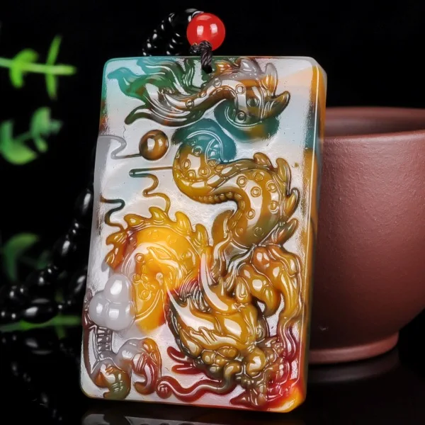 

Xinjiang Hetian Jade Color Jade Laban Xiao Ping 'an брендовая подвеска Золотой Нефритовый дракон подвеска для мужчин и женщин