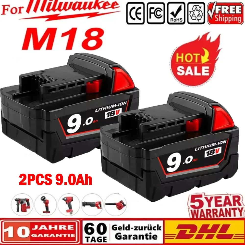 

For Milwaukee M18 Battery 18V 12000mAh Replacement Lithium Battery for Milwaukee M18 48-11-1815 48-11-1850 2604-22 Battery