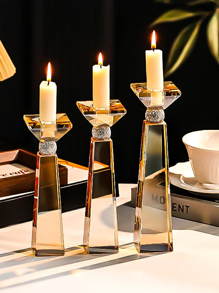 2pc Acrylic Candlestick Home Decoration Candle Holder Crystal Transparent Birthday Dinner Party Candle Atmosphere