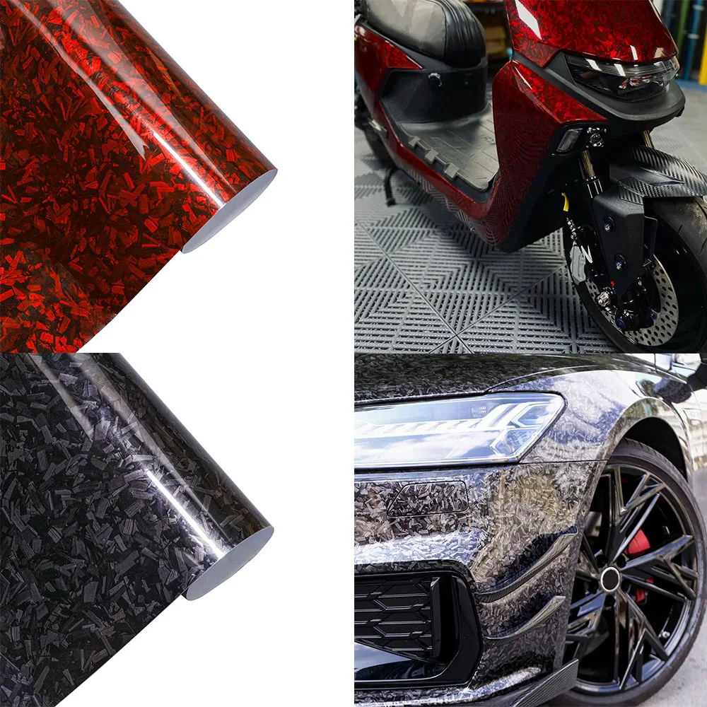 Forged Carbon Fiber Wrap Color Change Car Sticker PET Vinyl Film Bubble Free Wrapping Car Accessories Auto Self Adhesive Decals