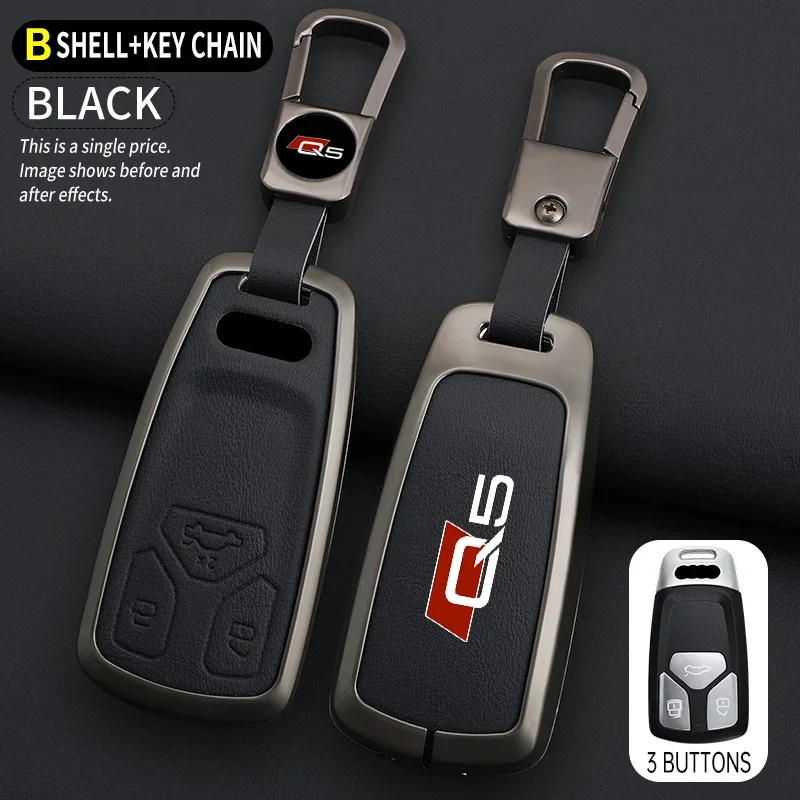 Zinken legering lederen auto sleutelhoes voor Audi Q5 SQ5 8R FY 2015 2022 2023 sleutelhanger sleutelloze auto accessoires