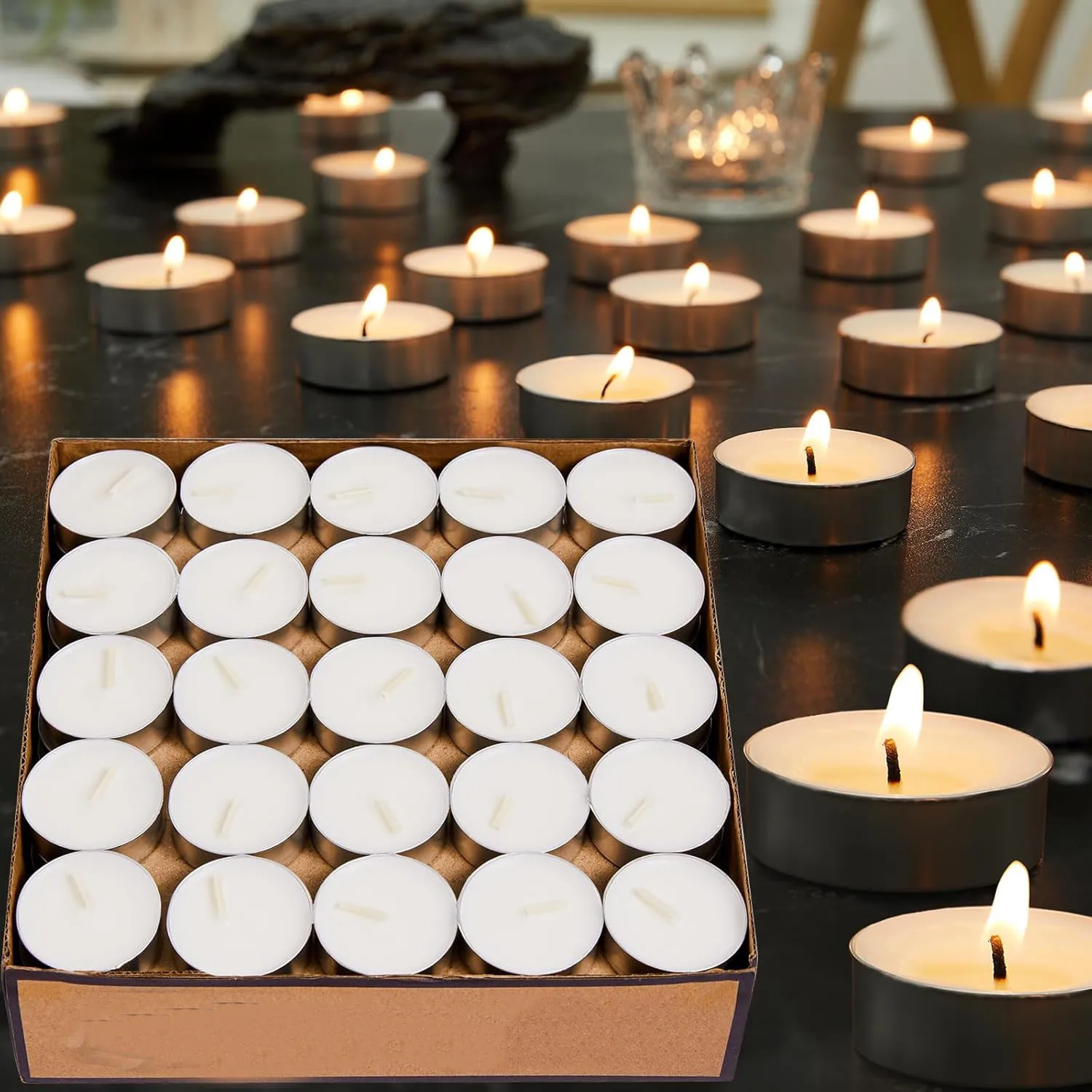 50pcs Smokeless Mini Tea Light Candles Set Safe Unscented Candles For Anniversary Dinners Wedding Valentines Day Decorations