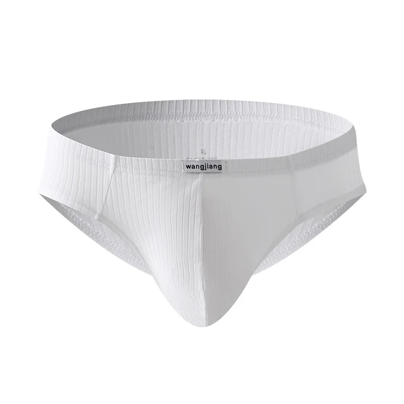 Men's Underwear Threaded Cotton Briefs Sexy Bullet Separation Pouch Panties Low-Waist Sports Breathable U Convex Underpants