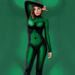 Zawaland Halloween Woman Cosplay Costumes Holiday Party Funny Stage Performance Bodysuit Long Sleeve Solid Printing Jumpsuit