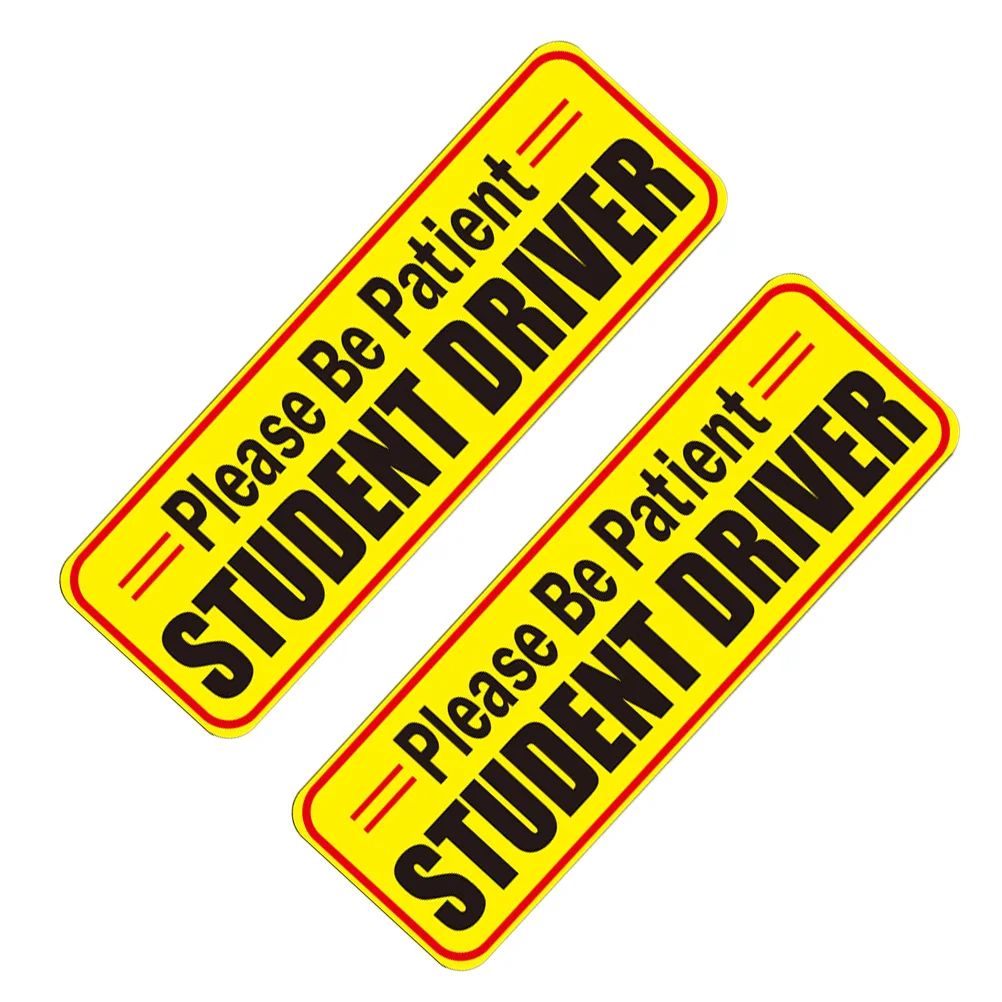 2 Pcs Reflective Car Stickers Signs Reusable Movable Student Driver Body Decals Emblems Interesting Magnet