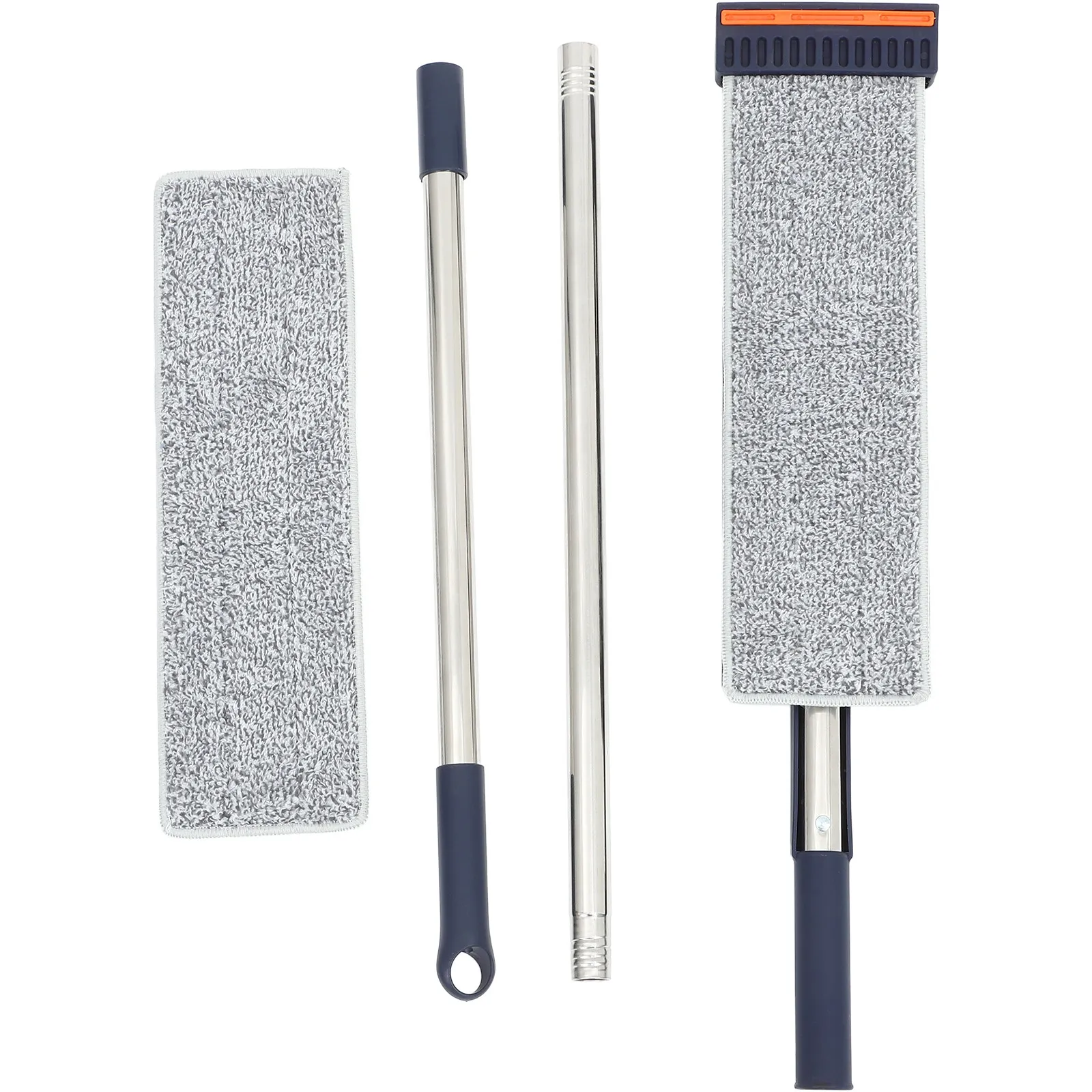 36Cm Reusable Quick Flat Mop Self-Wringing Wet Dry Floor Wall Ceiling Cleaner 360 Rotating Head Stainless Steel Handle Baseboard