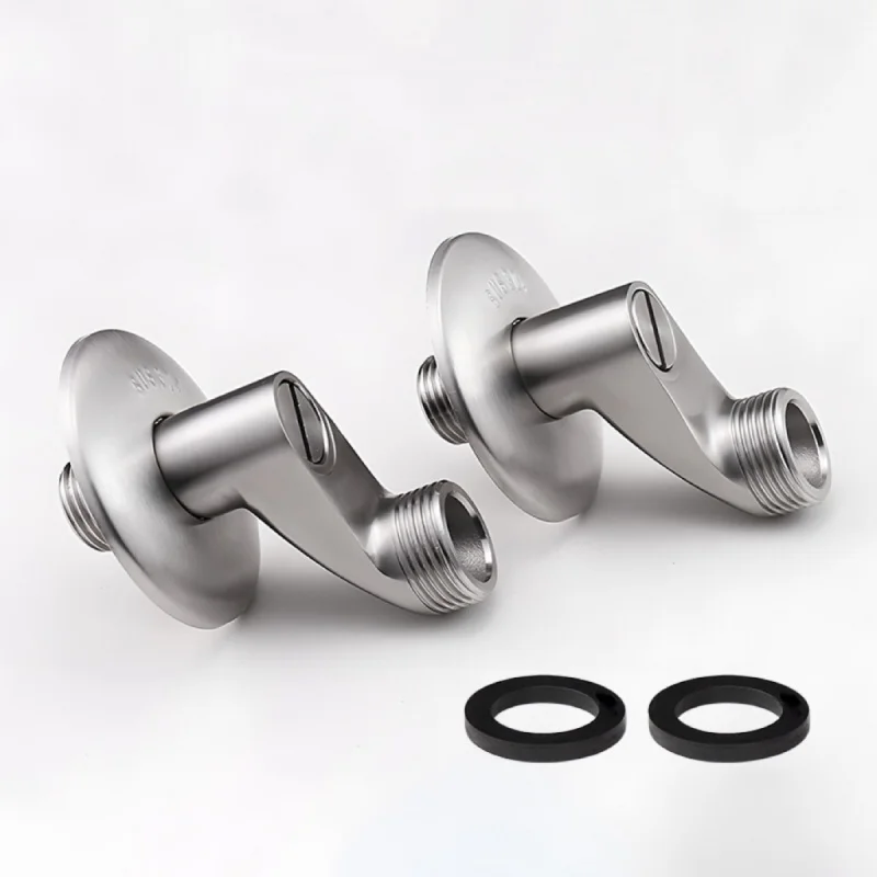 Shower Bathtub Double Faucet Accessories 304 Stainless Steel Reducing Curved Foot Shower Accessory Brushed Nickel