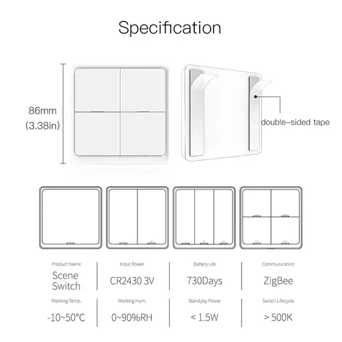 MOES 4 Gang Tuya ZigBee Wireless 12 Scene Switch Push Button Controller By battery Setup Automation Scenario for Tuya Devices - Image 6