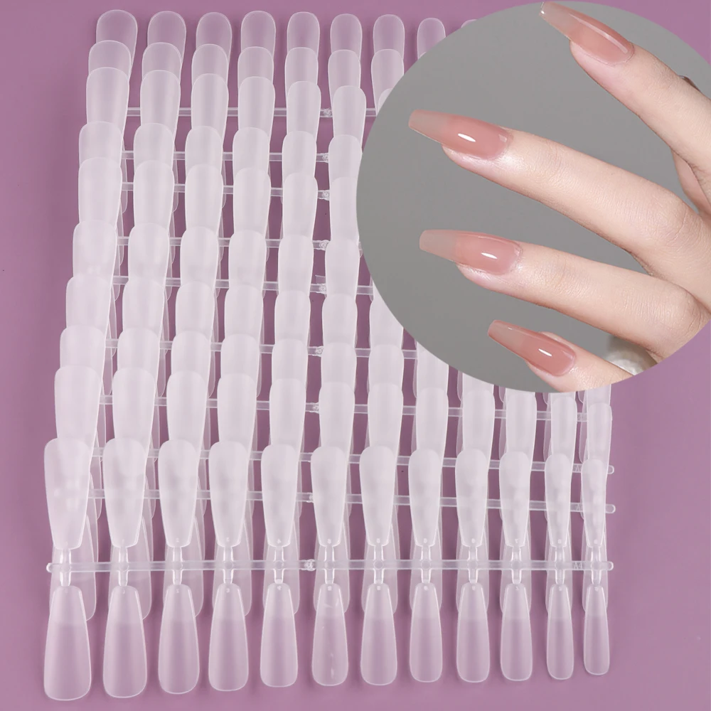 240pcs/Box False Nail Frosted Coffin Full Cover Extension Forms Nail Tips UV Gel Polish Press on Nails Manicure Tools NLA1-5