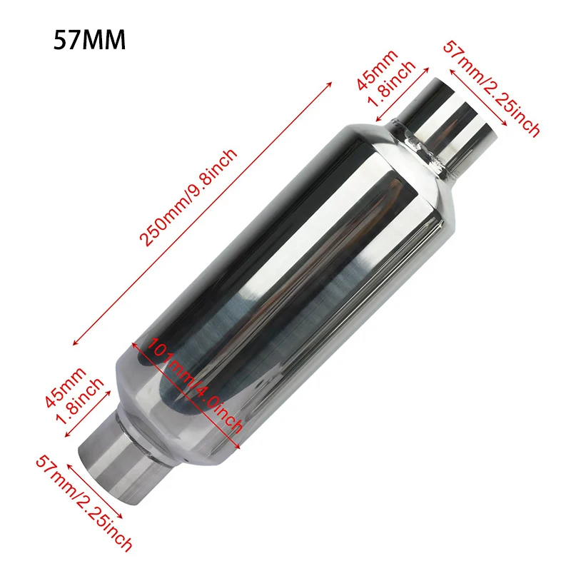 Universal Car Exhaust Muffler Resonator Stainless Steel Muffler Tip Exhaust Tail Tube 51MM 57MM 63MM 76MM