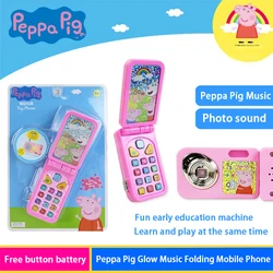 Peppa Pig Educazione della prima infanzia per bambini Combinetta mobile Flip Simulazione Musica Telefono Puzzle Baby Piggy Giocattolo Telefono per bambini