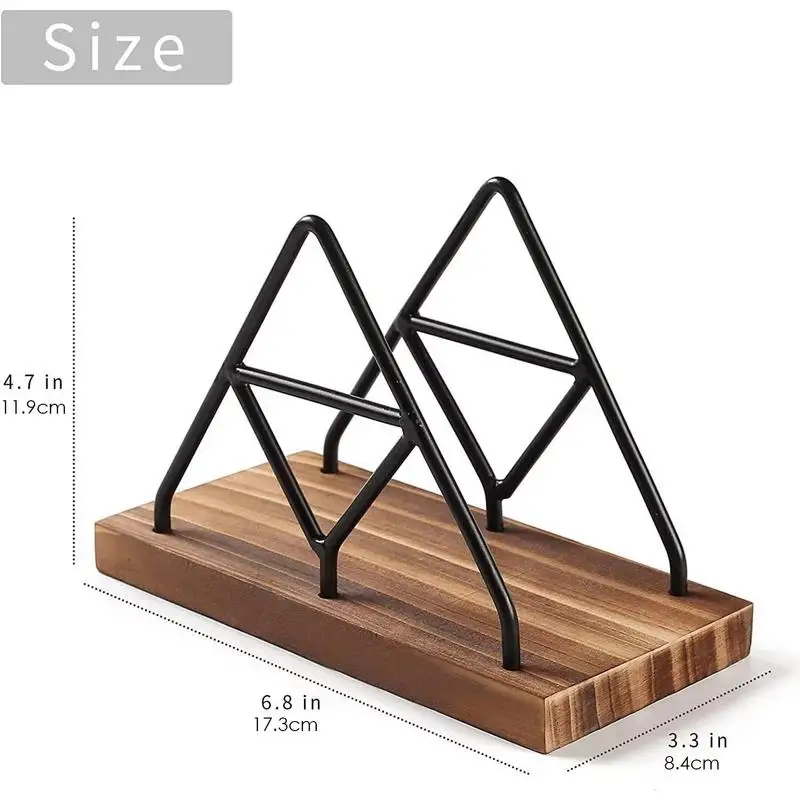 Iron Standing Napkin Dispenser Wood Napkins Holder with Metal Wire Standing Napkin Holder for Table Kitchen Elegant Paper Holder