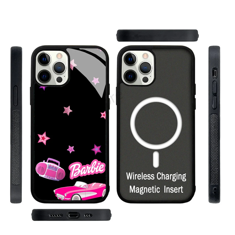 Cool Pink Phone Case Strong Magnetic For IPhone 15 14 13 Pro Max 11 12 Mini B-Barbies For Magsafe