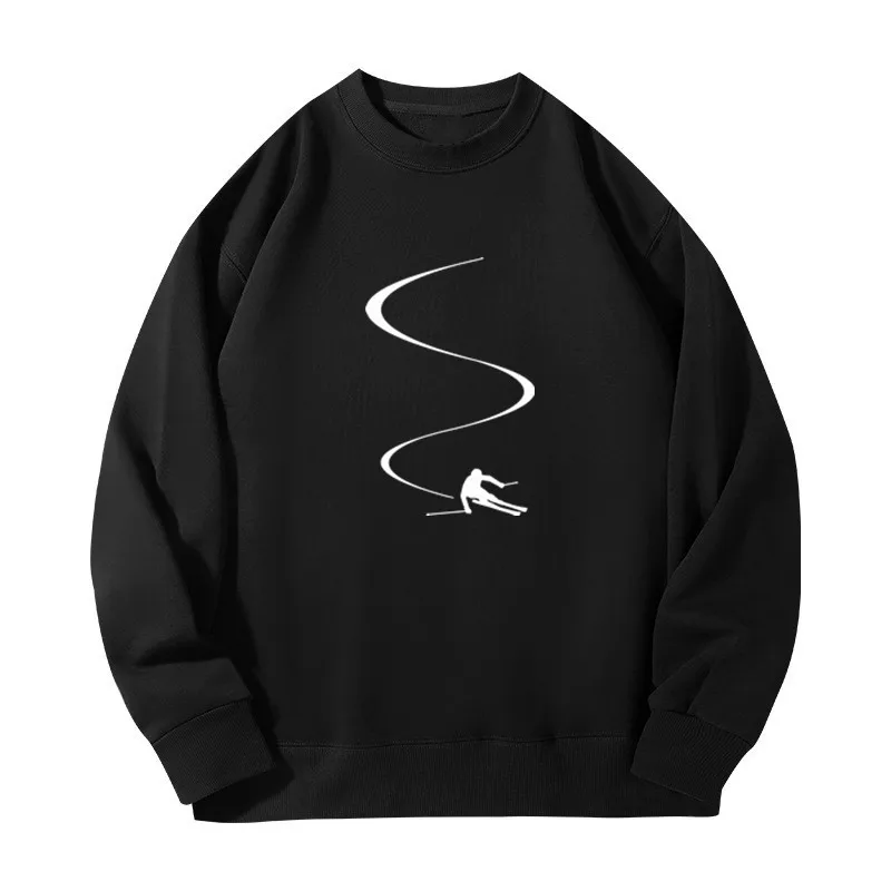 Interesting skiing Printed Sweatshirts For Men Women Pullover Long Sleeve Round Neck Sportswear Streetwear