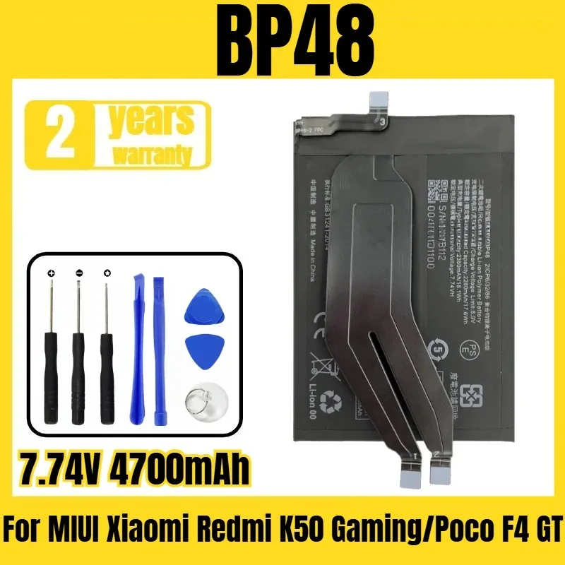 Suitable for MIUI Xiaomi Redmi K50 Gaming/Poco F4 GT battery BP48 mobile phone battery,large capacity,free tool 7.74V 4700mAh