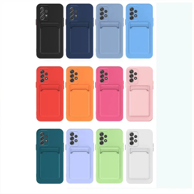 Funda trasera de silicona suave con ranura para tarjeta para Samsung Galaxy S24, S23, S22, S21, S20 Plus, FE Note 20 Ultra, A51, A71, A54