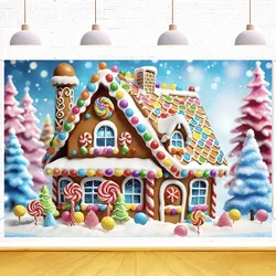 Merry Christmas Gingerbread House Background Cloth - The Perfect Choice for Christmas Eve Party Decoration and Candy World Scene