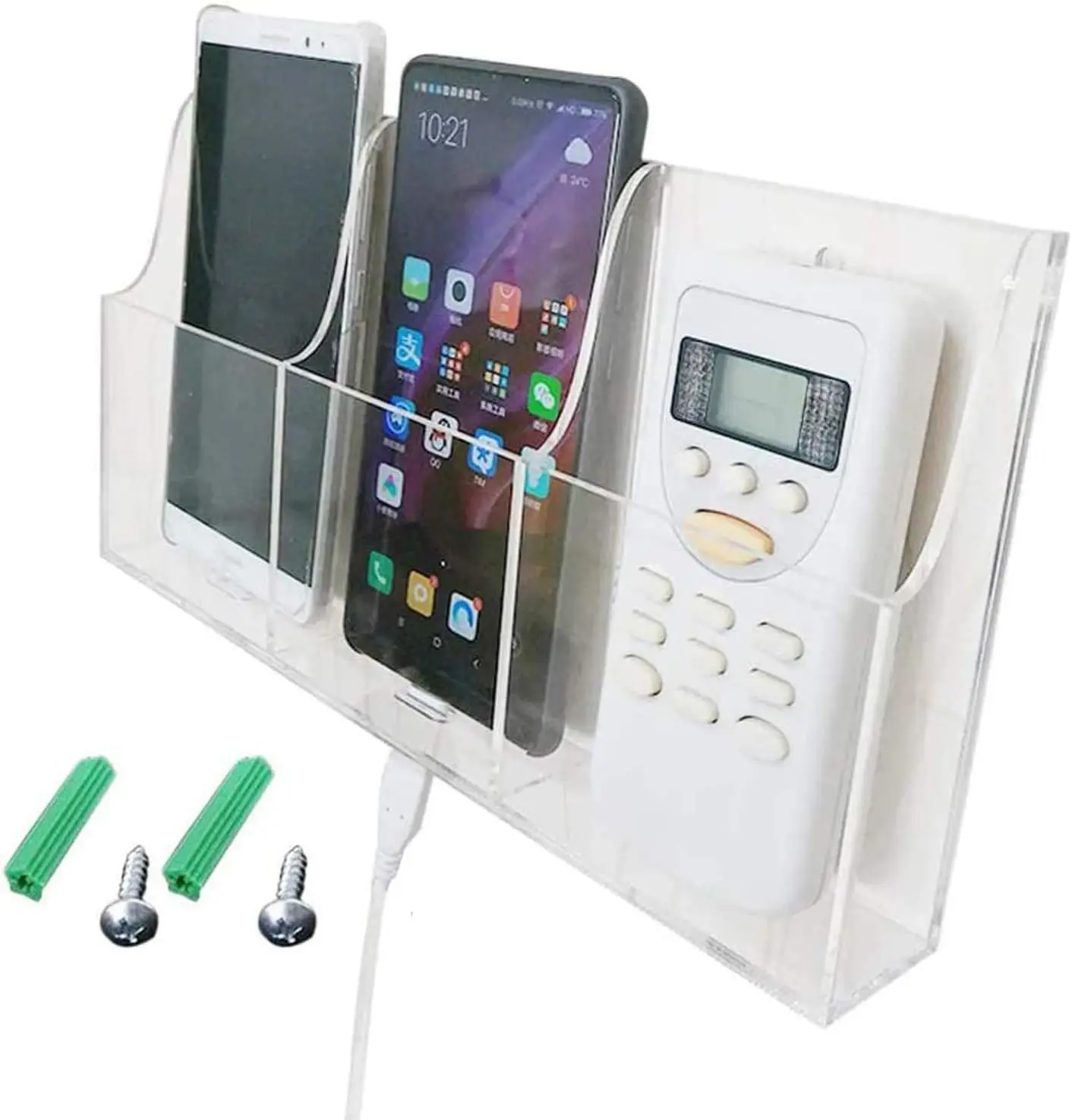 

Acrylic Wall Mount Phone Holder Organizer for Home Office Desk (3 Grid)