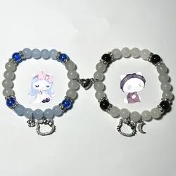 Cute Pink Cat Fast And Furious Matching Bracelets For Couples Bracelets Cool Race Car Victory Banner BFF Beaded Bracelets Gifts
