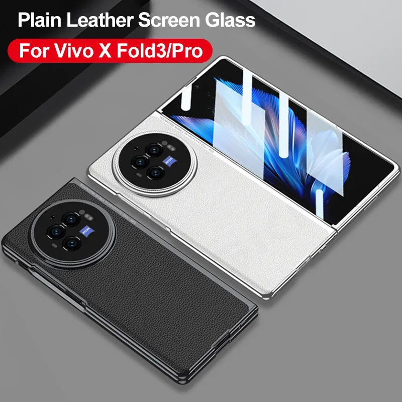 

Luxury Leather Plating Case For Vivo X Fold 3 Pro Camera Protective OuterScreen Glass Cover For Vivo X Fold 3 Pro Cases Funda