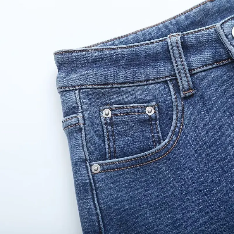 Withered Winter Trousers Fashionable Girl Pants Women Plush Jeans With High Waist And Slim Fit Jeans Casual Dneim