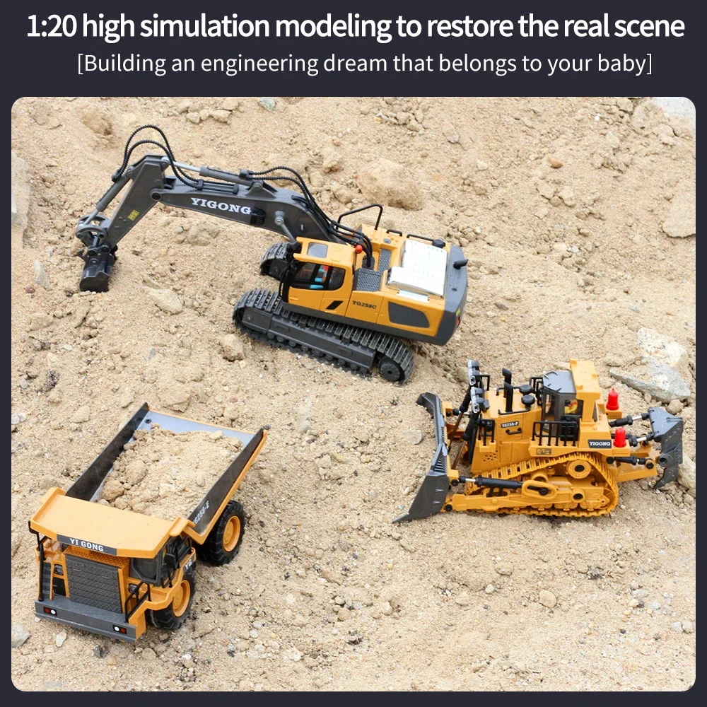 2.4G Remote Control Excavator Dump Truck RC Model Car Toy Professional Alloy Plastic Simulation Construction Vehicle for Kids image 6