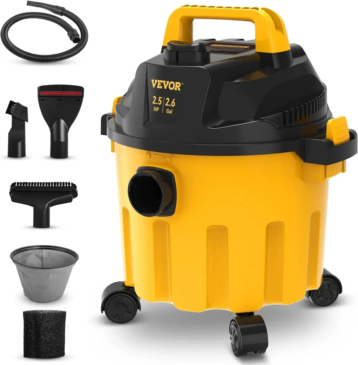 

Wet Dry Vac, 2.6 Gallon, 2.5 Peak HP,3 in 1 Portable Shop Vacuum with Blowing Function,Attachments Storage,Perfect Cleaning car