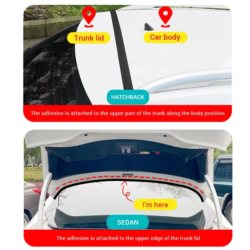 SEAMETAL Car Rubber Sealing Strip Auto Trunk Lid Gap Seal Strip Universal Hatchback Upper Edge Trim Dustproof Car Accessories