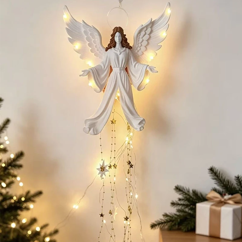 Angel Blessing Starfall Wall Light Starglow Cascading Christmas Decor Warm LED Hanging Glowing Angels Holiday Decoration
