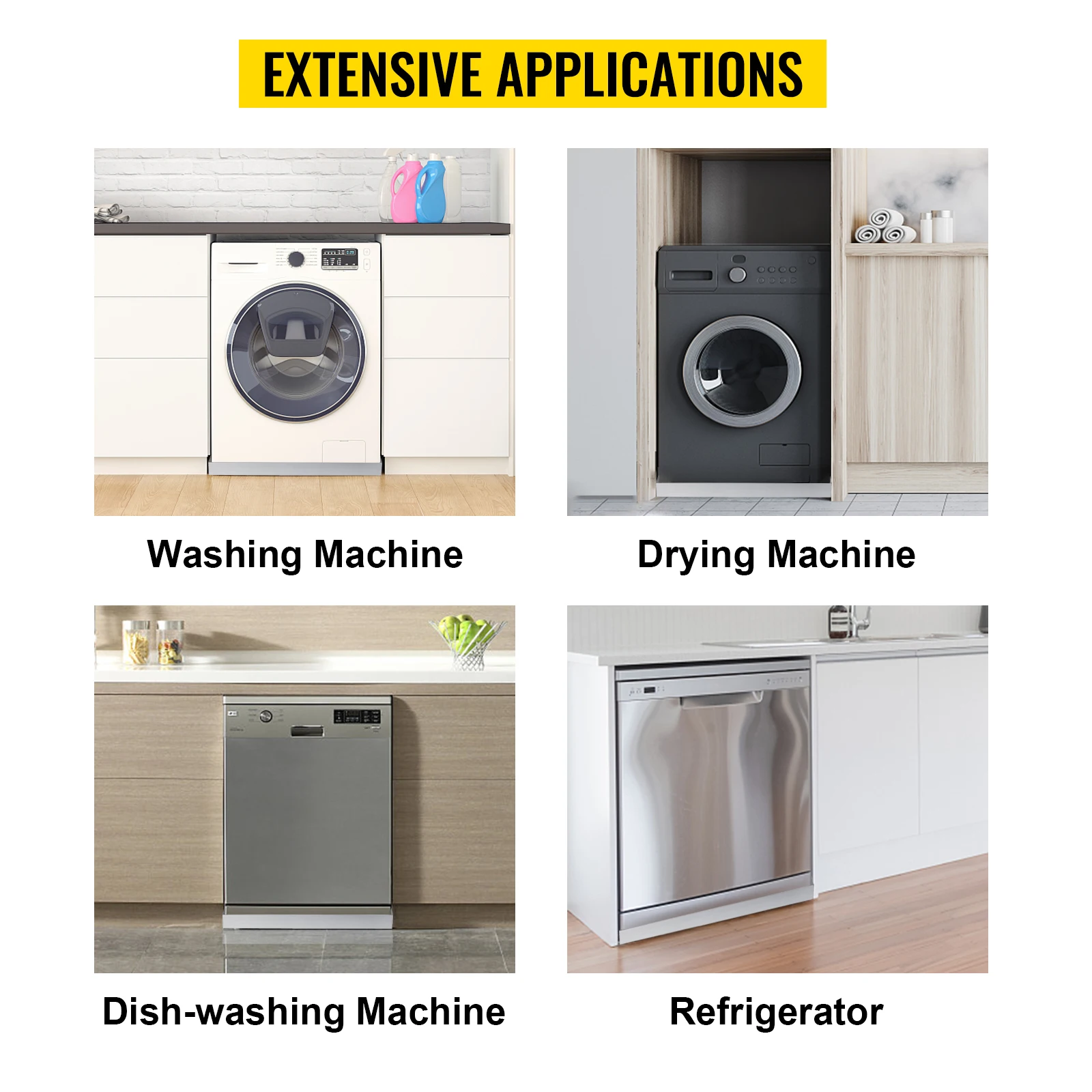 VEVOR Multi-Size Washing Machine Pan Stainless Steel Drip Drain Floor Overflow Catch With Welded Corners Drain Adapter Home Use