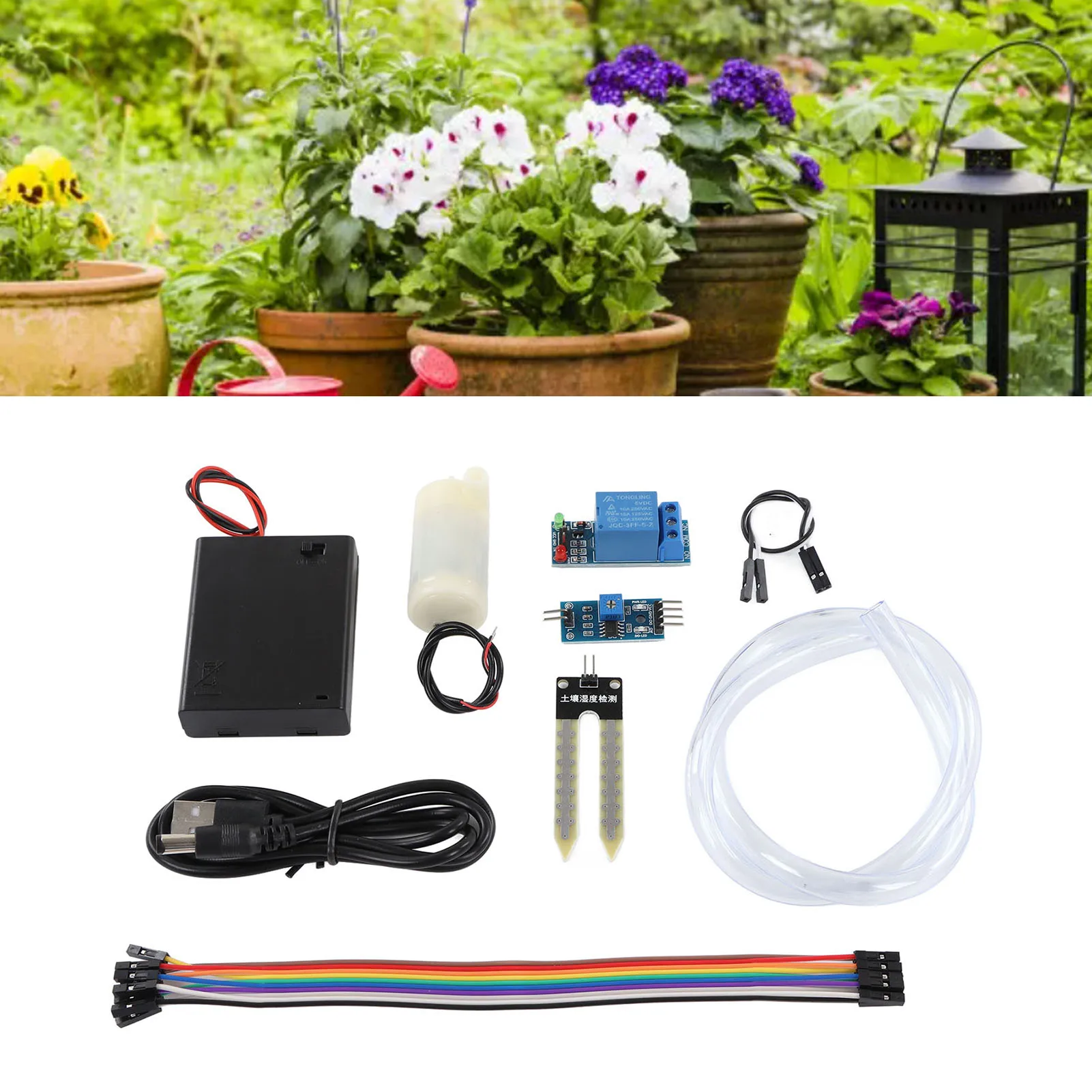 

Автоматический насос для полива цветов, релейный модуль для орошения, модуль датчика влажности почвы, комплект соединительной линии, автоматический поливочный насос