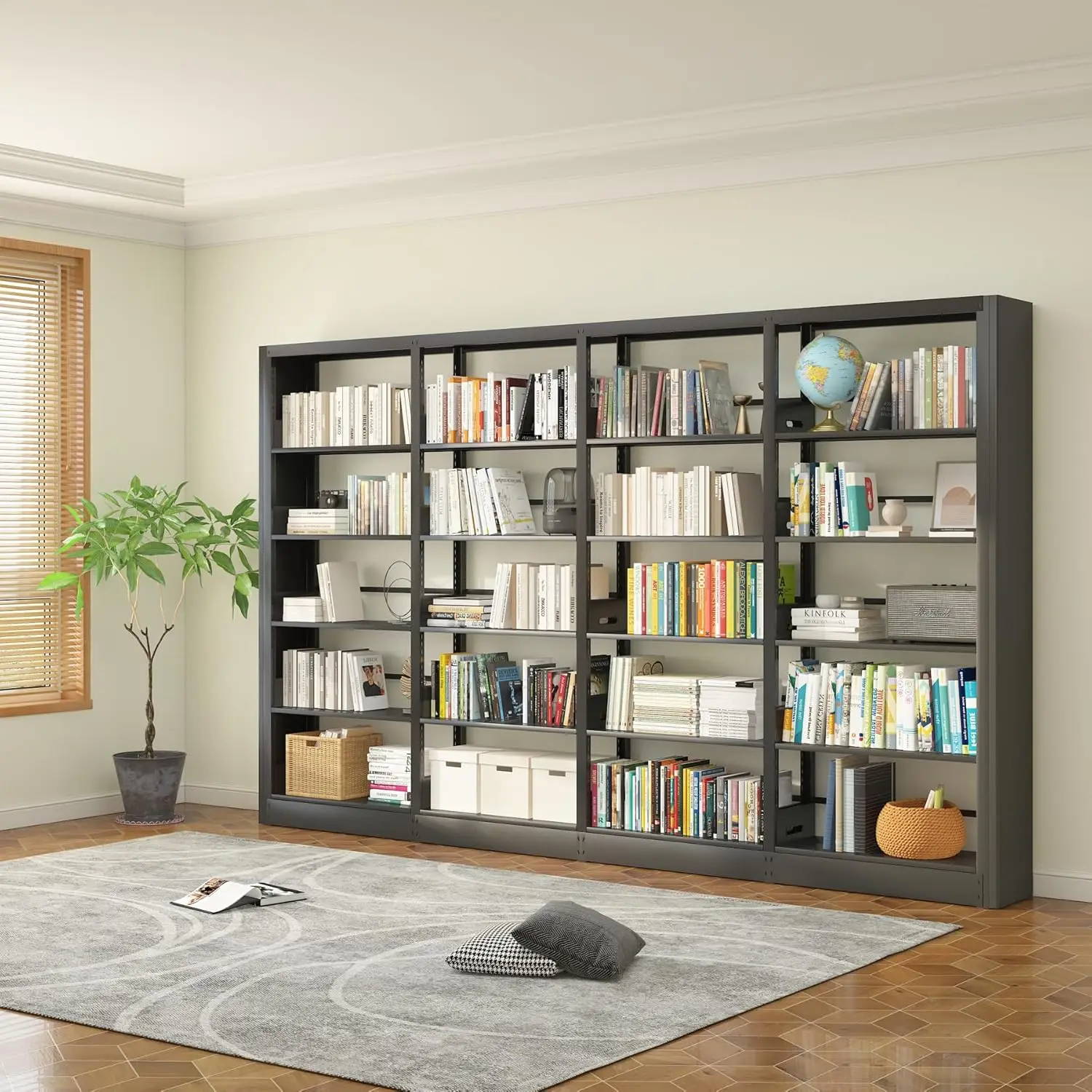 Five storey industrial bookshelves, white bookshelves and bookshelves, high metal bookshelf storage o