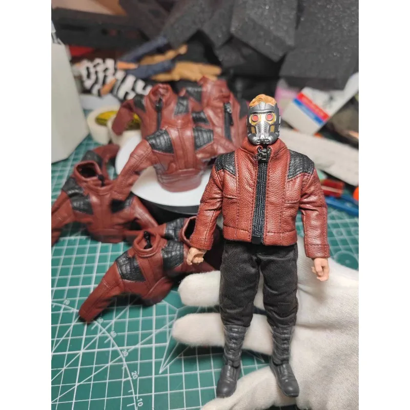 

Customized 1/12 Scale Star-Lord Brown Zipper PU Leather Jacket Clothes Model for 6'' ML Action Figures Body Accessories Decor