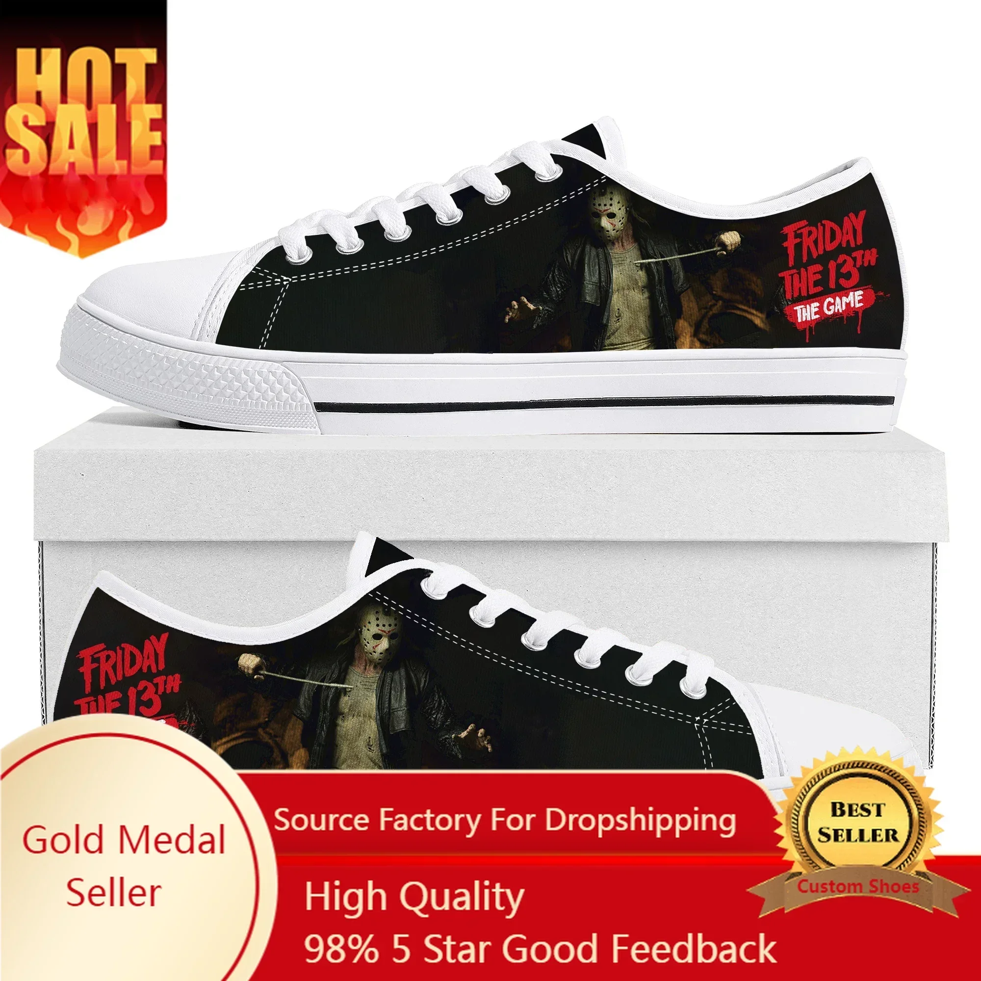 

J-Jason F-Friday the 13th Low Top Sneakers Men Women Teenager Canvas High Quality Sneaker Casual Custom Made Shoe Customize Shoe