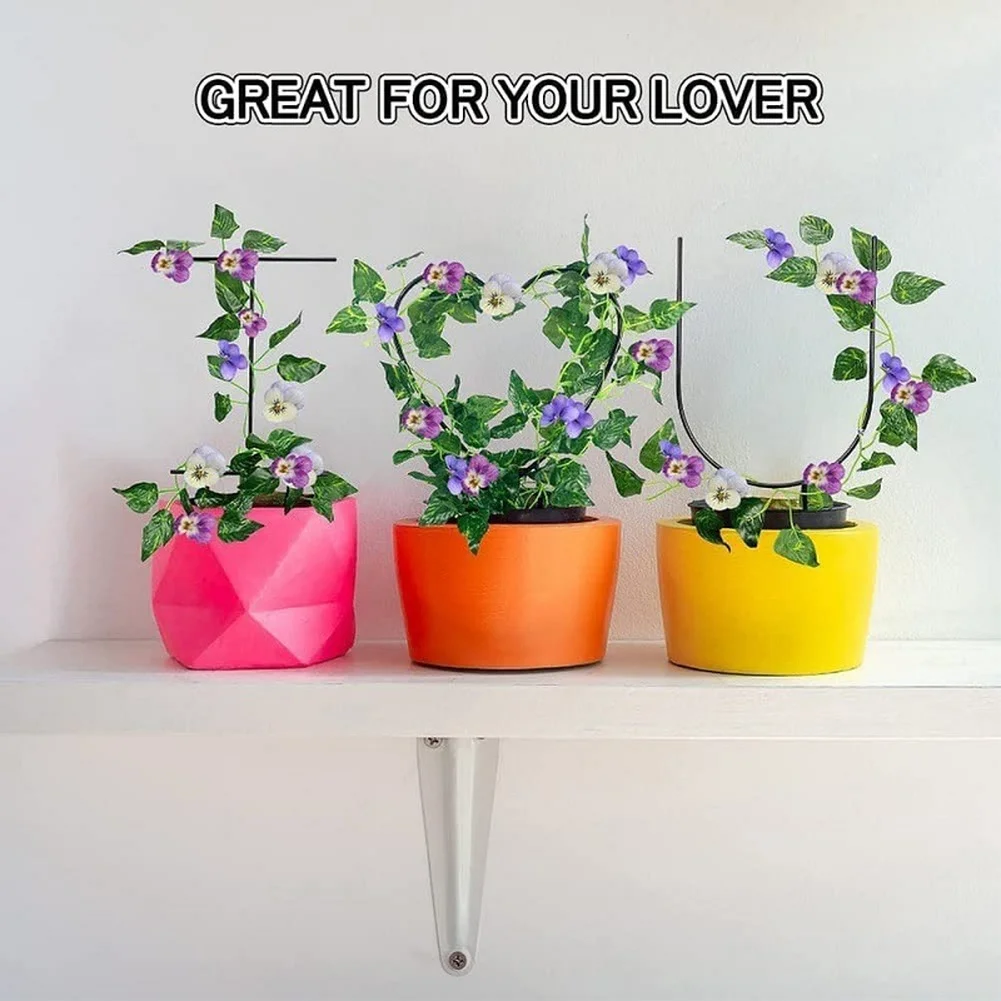 I Love You Style Metal Plant Trellis for Climbing For Flowers Vines Garden Support Stand Outdoor Use 6pcs Black 23x35cm 17x35cm