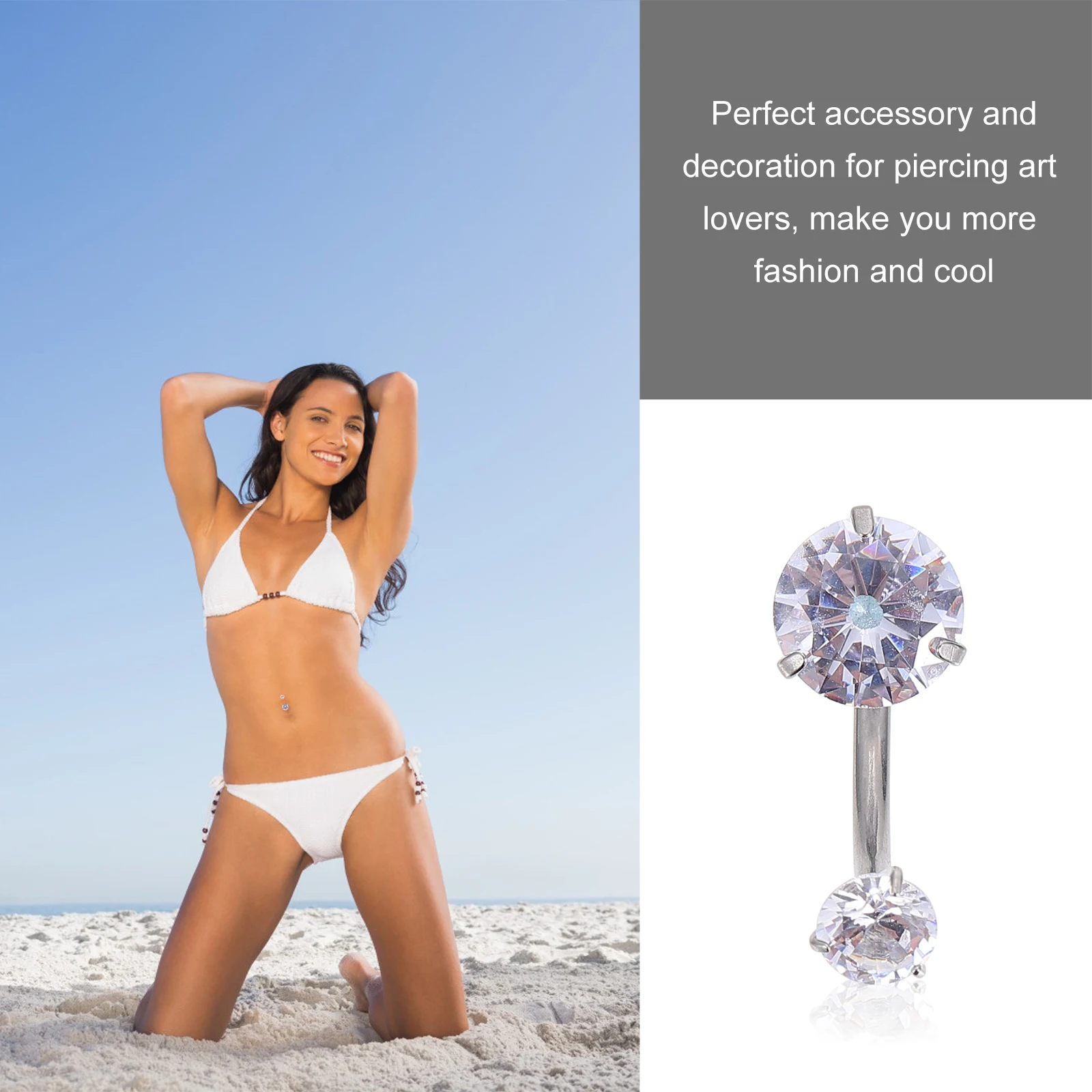 5 قطعة خاتم على شكل زر البطن ثقب المجوهرات الأبيض ديكور ترصيع السرة خواتم الجسم الفن اكسسوارات الرقص مهرجان أداء الحفلات #2