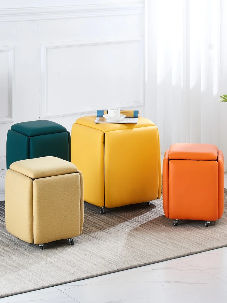 Storage Cube Combination Folding Stools Home 5 In 1 Sofa Soft Dining Stool Stackable Living Room Tea Coffee Table Make Up Chairs