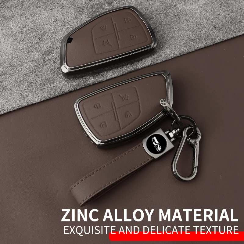 Metal Leather Car Key Case Cover For Chevrolet Tahoe Suburban For GMC Yukon For Buick Envision Plus Avenir Keychain Accessories
